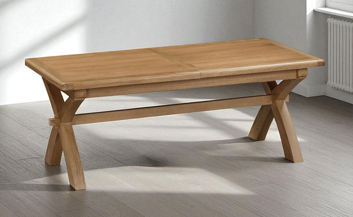 Hopwood Oak 200-250cm Cross Leg Extending Dining Table
