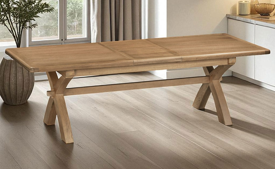 Hopwood Oak 200-250cm Cross Leg Extending Dining Table