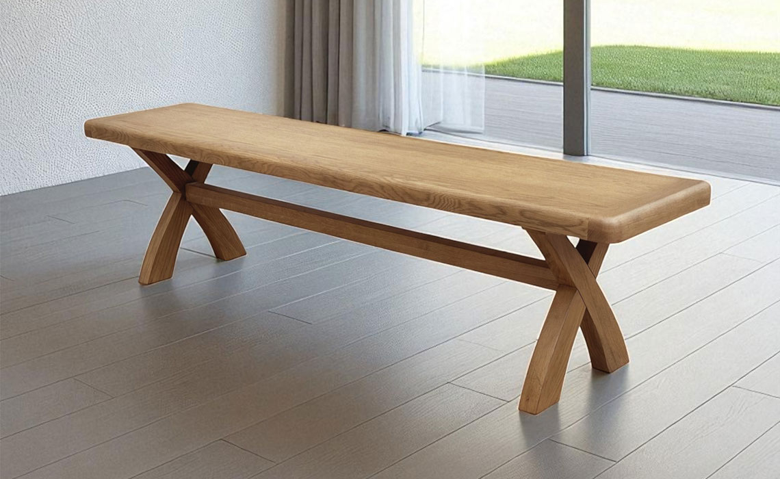 Hopwood Oak 200cm  Cross Leg Bench