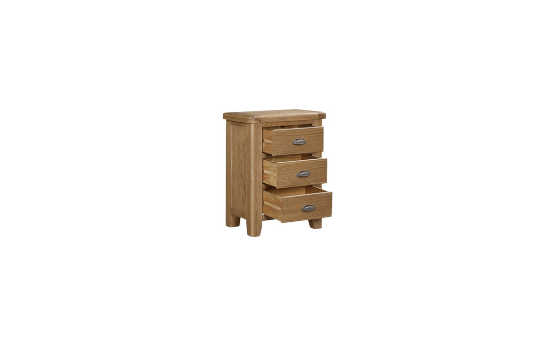 Hopwood Oak 3 Drawer Bedside Cabinet