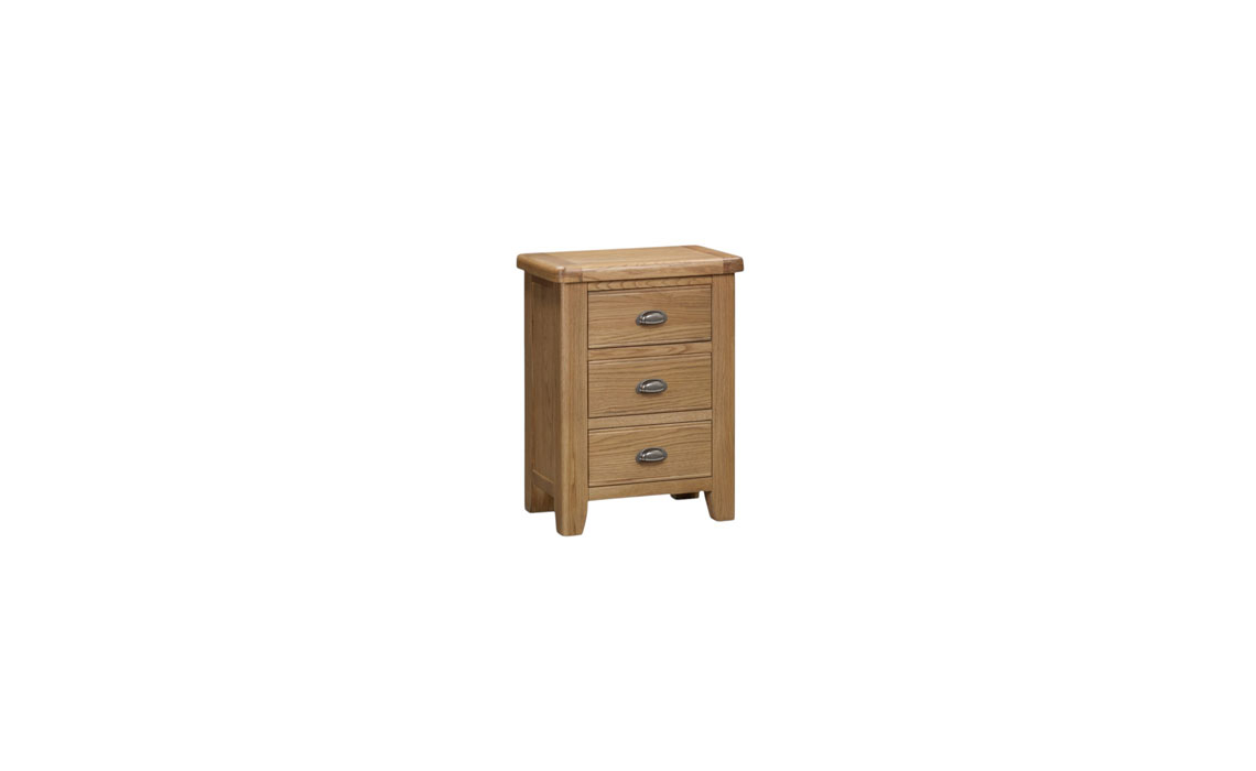 Hopwood Oak 3 Drawer Bedside Cabinet