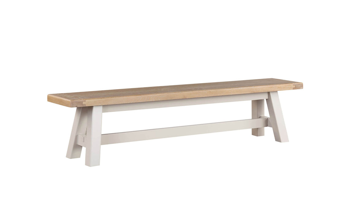 Morgan Painted Taupe Dining Bench With Fabric Cushion Grey