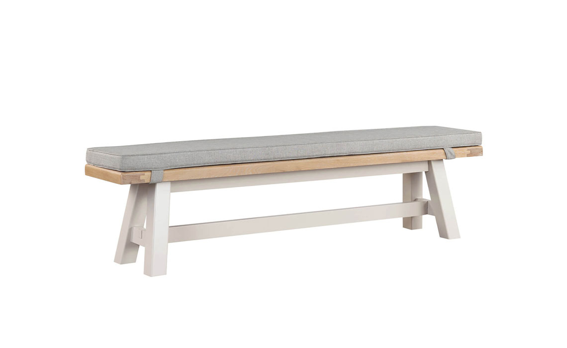 Morgan Painted Taupe Dining Bench With Fabric Cushion Grey