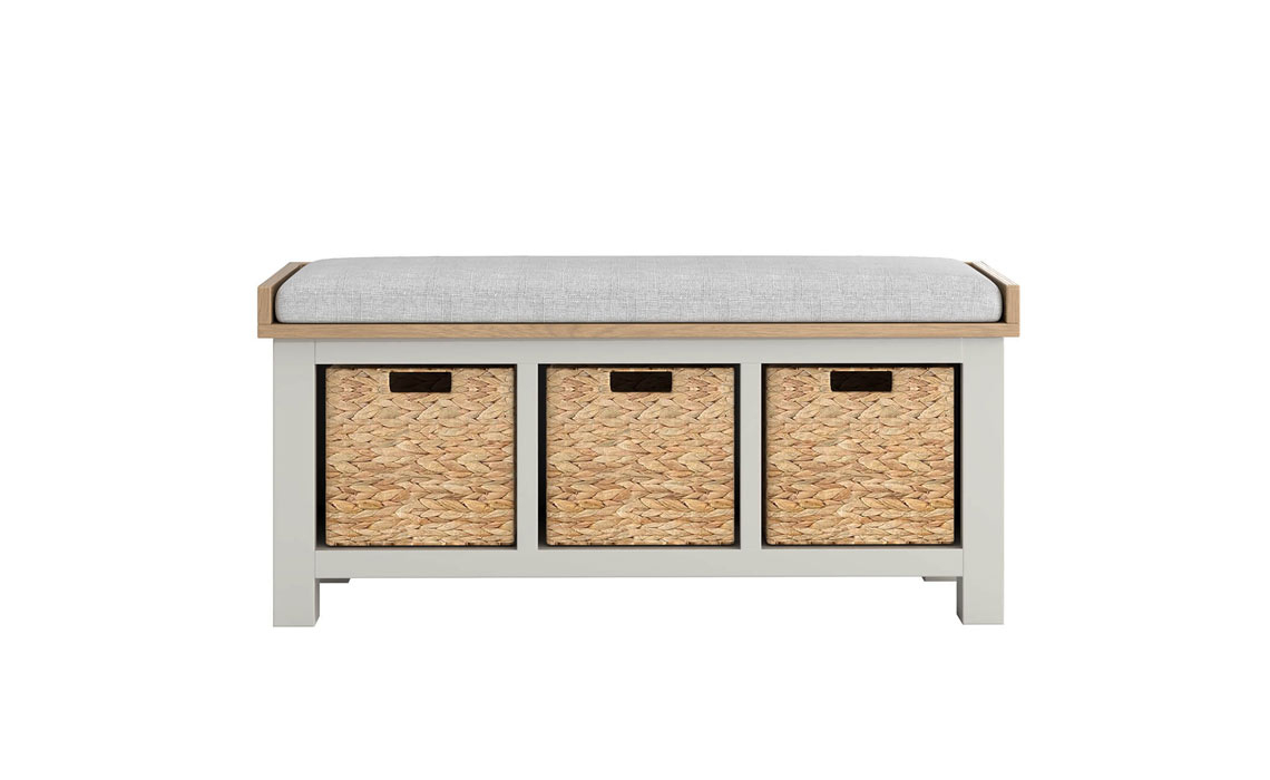 Morgan Painted Taupe Storage Bench Seat Fabric Cushion Grey