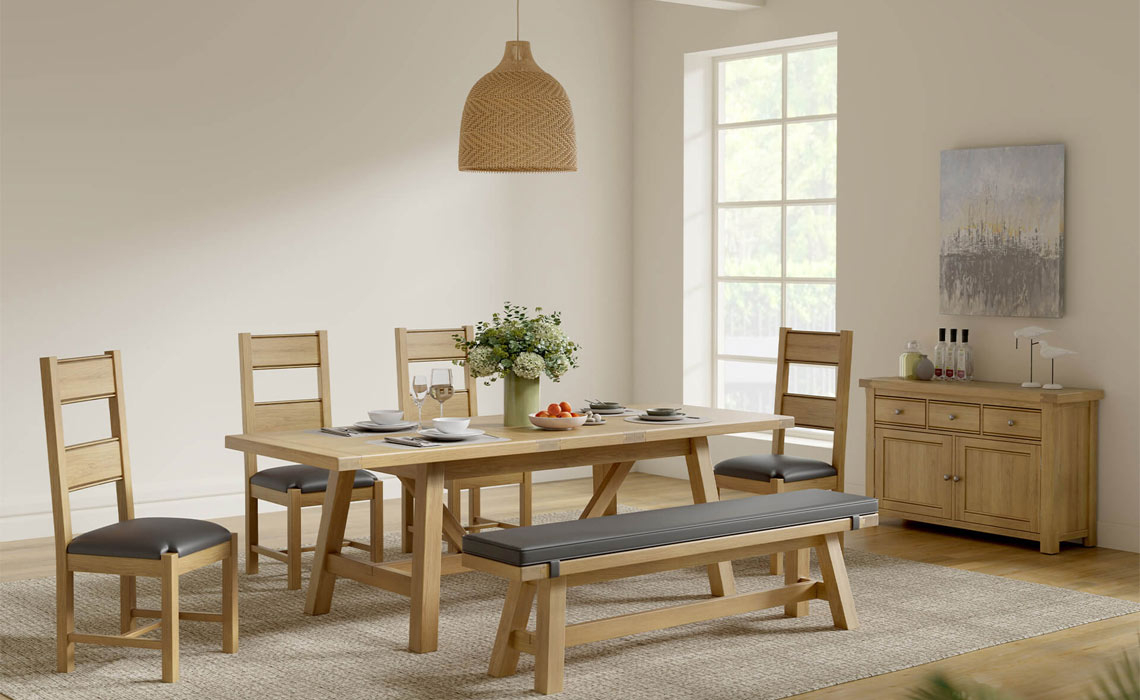 Morgan Oak Refectory Extending Dining Table 190-235 cm