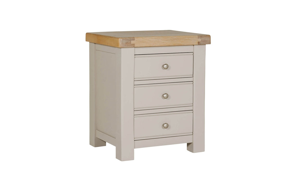 Morgan Painted Taupe 3 Drawer Bedside Table