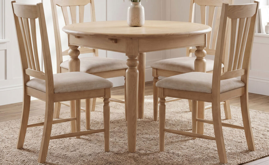 Melford Oak Round Extending Dining Table 110-150cm
