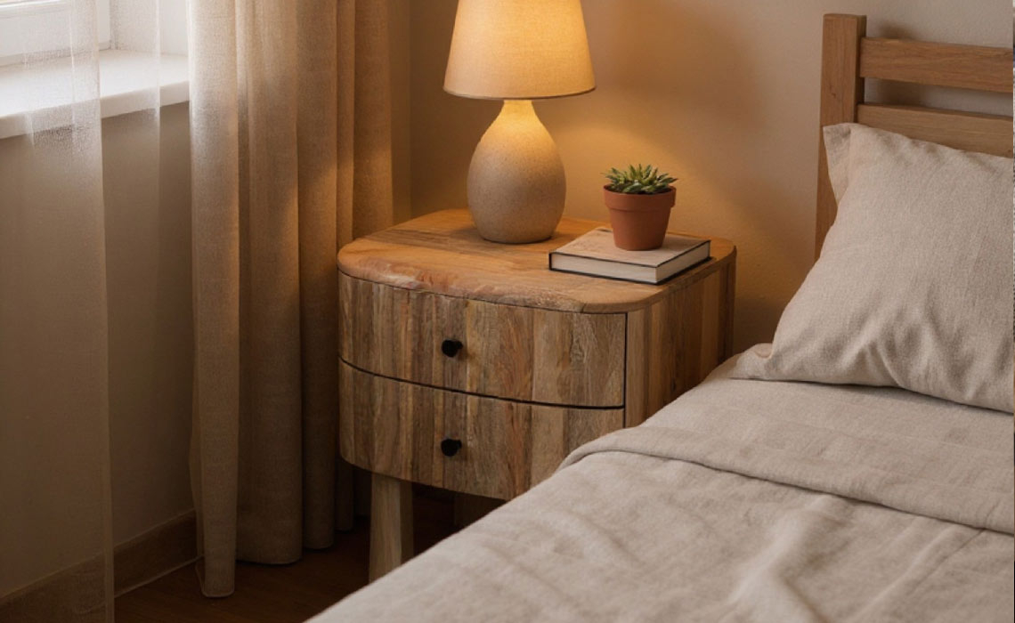 Amra Mango 2 Drawer Side Table