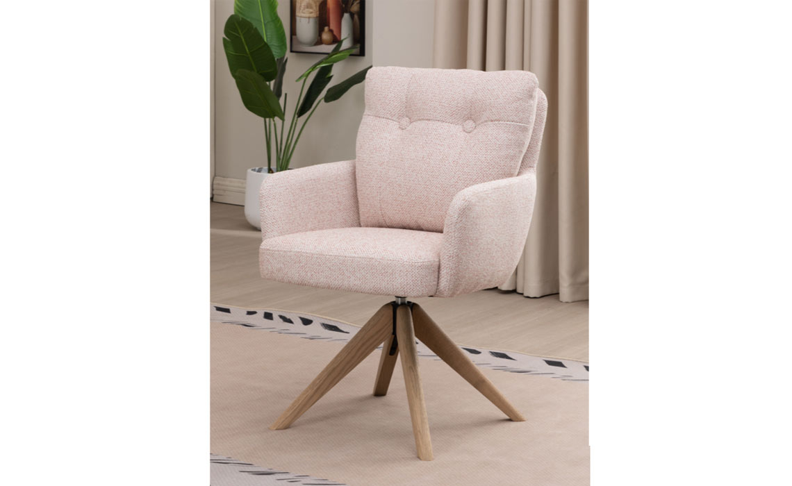 Morton Fabric Swivel Dining Chair Blush Pink