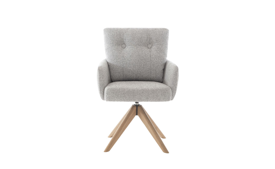 Morton Fabric Swivel Dining Chair Silver Grey