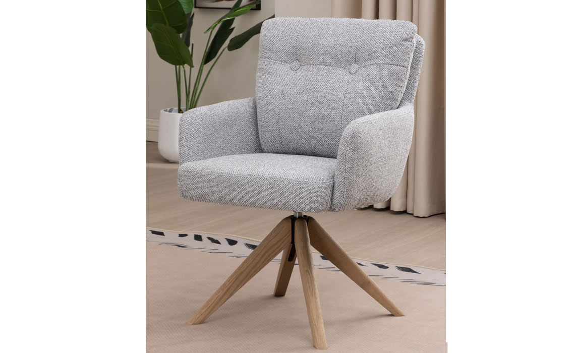 Morton Fabric Swivel Dining Chair Silver Grey