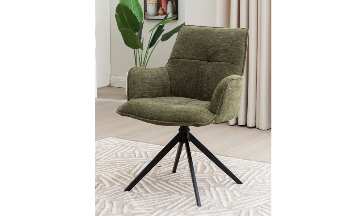Harvey Dining Chair Green Upholstered Fabric