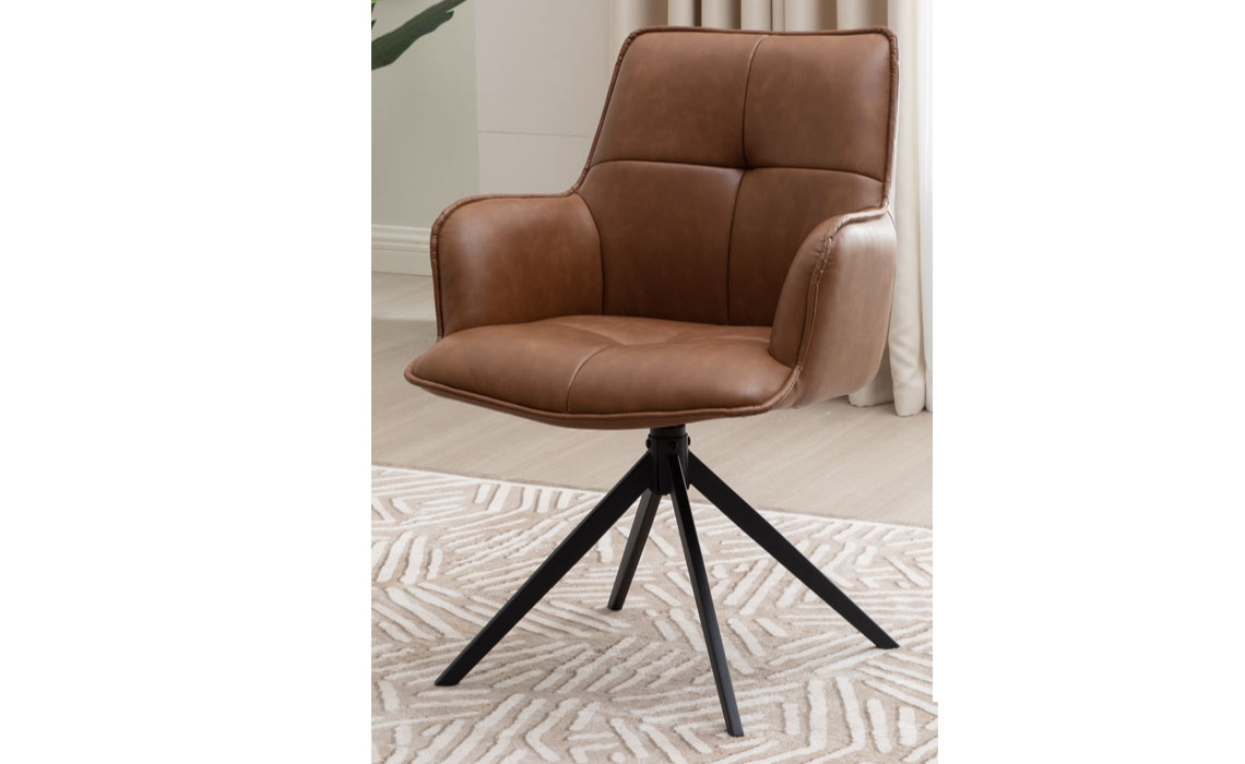 Harvey Dining Chair Tan PU Leather
