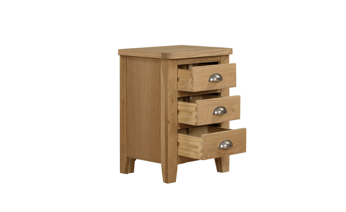 Maldon Oak 3 Drawer Bedside