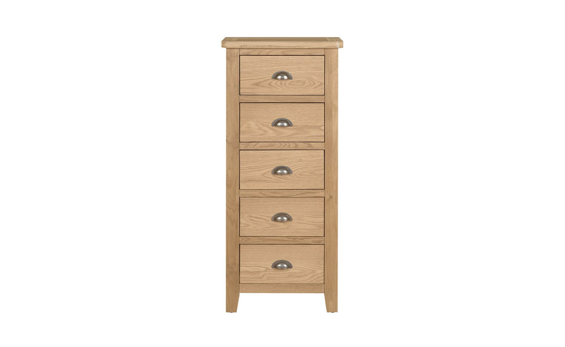 Maldon Oak 5 Drawer Narrow Chest