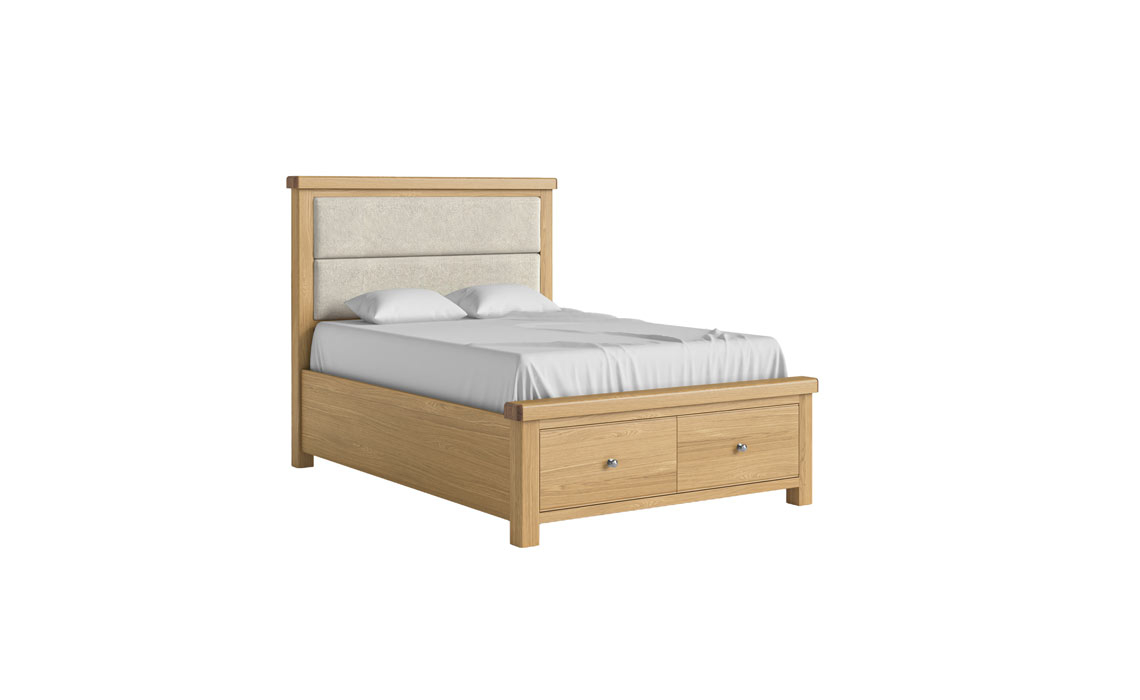 Kensington Oak 4ft6 Bed Frame with Headboard And Drawer 