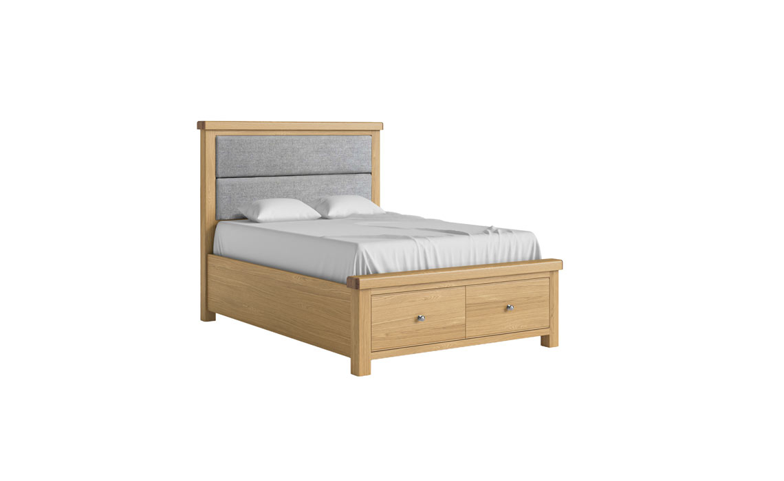 Kensington Oak 4ft6 Bed Frame with Headboard And Drawer 