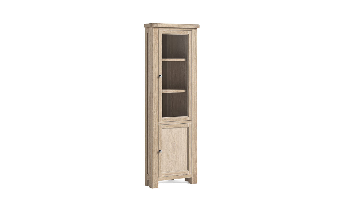 Kensington Whitewash Oak Corner Display Cabinet