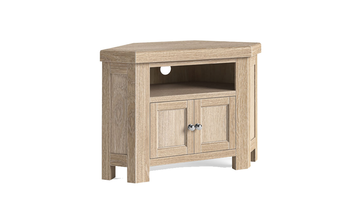 Kensington Whitewash Oak Corner TV Unit 2 Doors