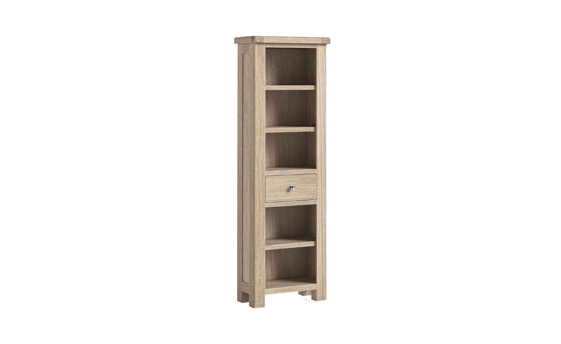 Kensington Whitewash Oak Slim Bookcase