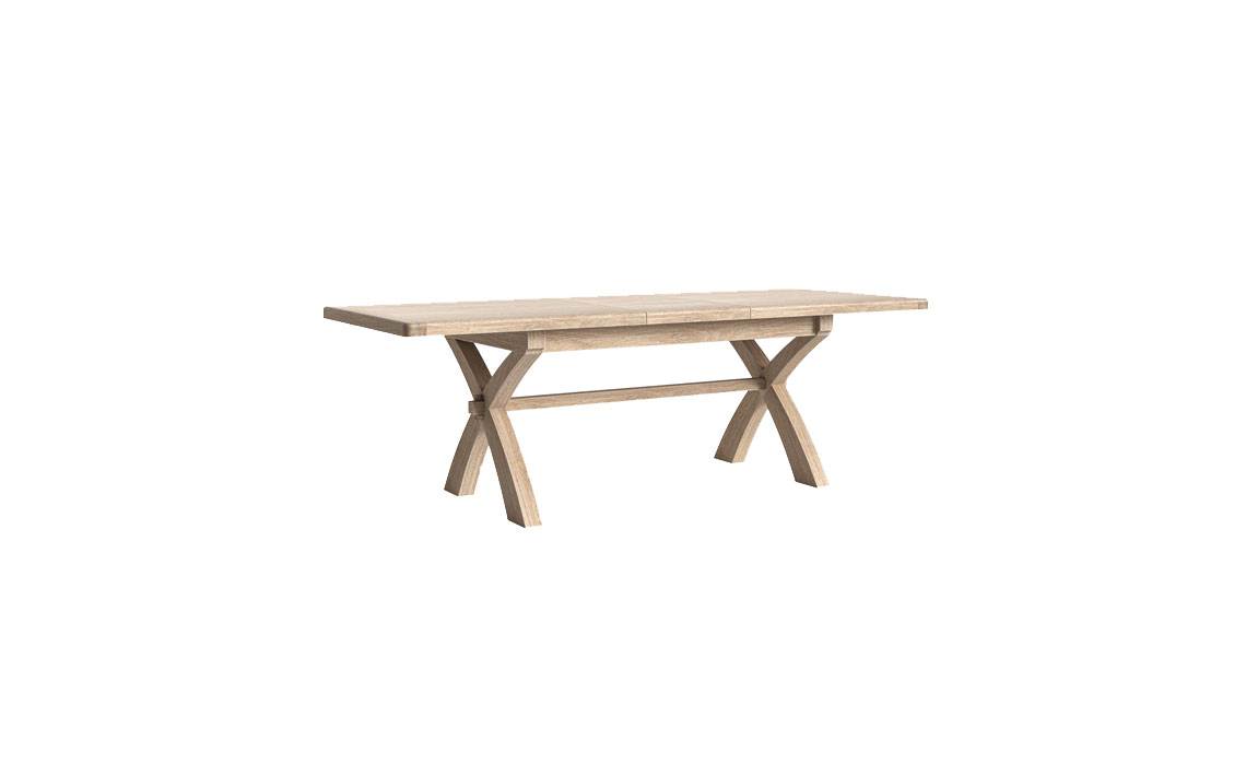 Kensington Whitewash Oak Cross Leg Extending 200-245cm Dining Table
