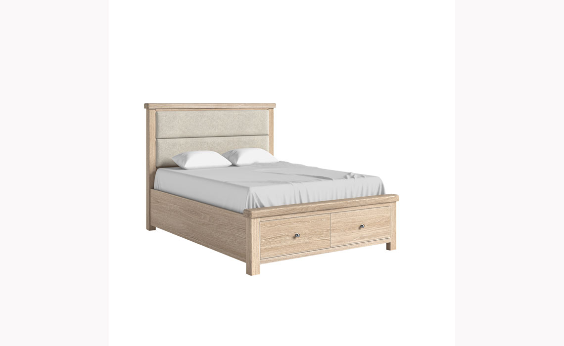 Kensington Whitewash Oak 5ft Bed Frame with Headboard And Drawer 