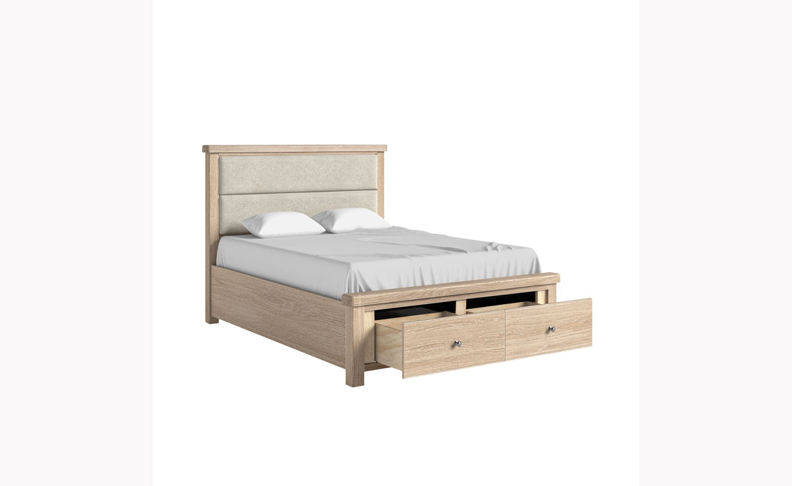 Kensington Whitewash Oak 5ft Bed Frame with Headboard And Drawer 