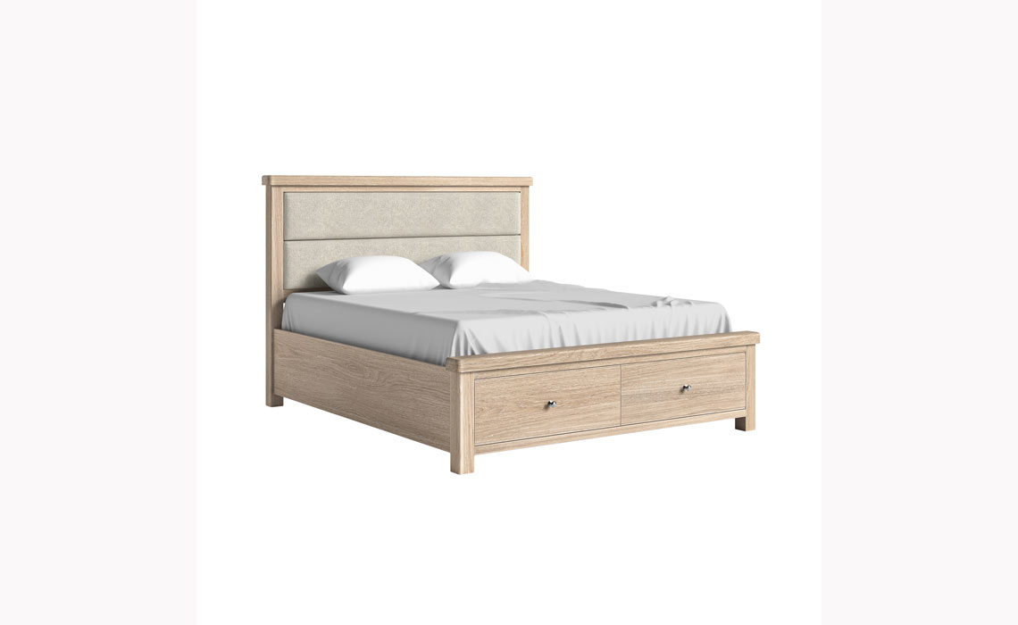 Kensington Whitewash Oak 6ft Bed Frame with Headboard And Drawer