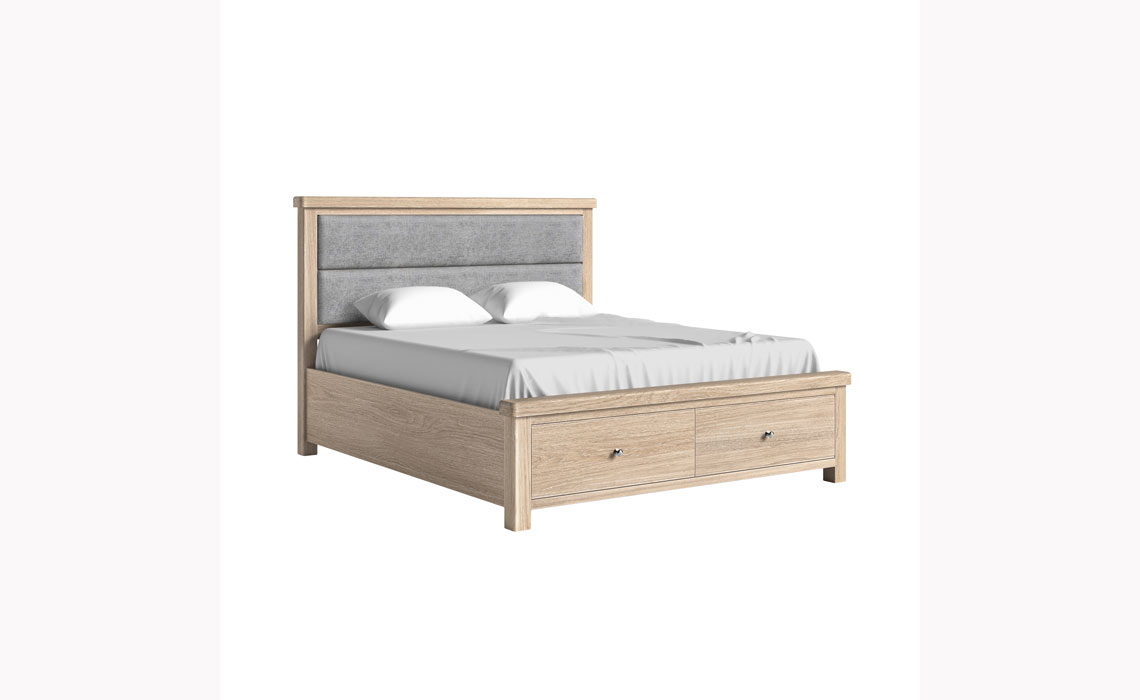 Kensington Whitewash Oak 6ft Bed Frame with Headboard And Drawer