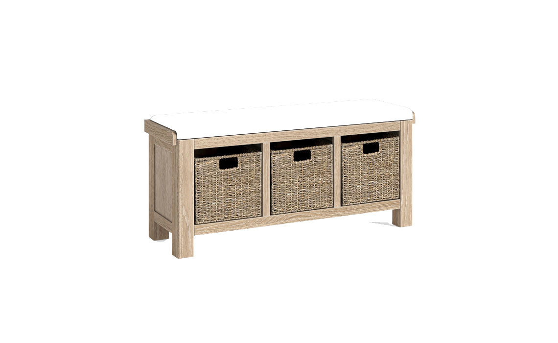 Kensington Whitewash Oak Storage Bench