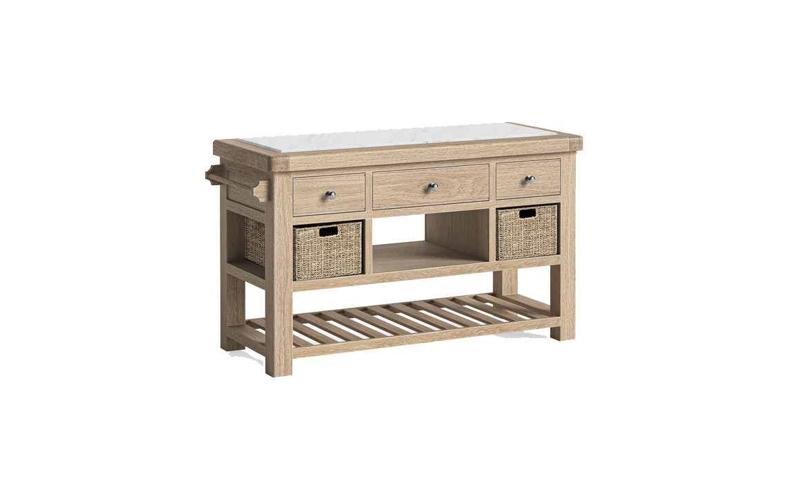 Kensington Whitewash Oak Large Kitchen Island