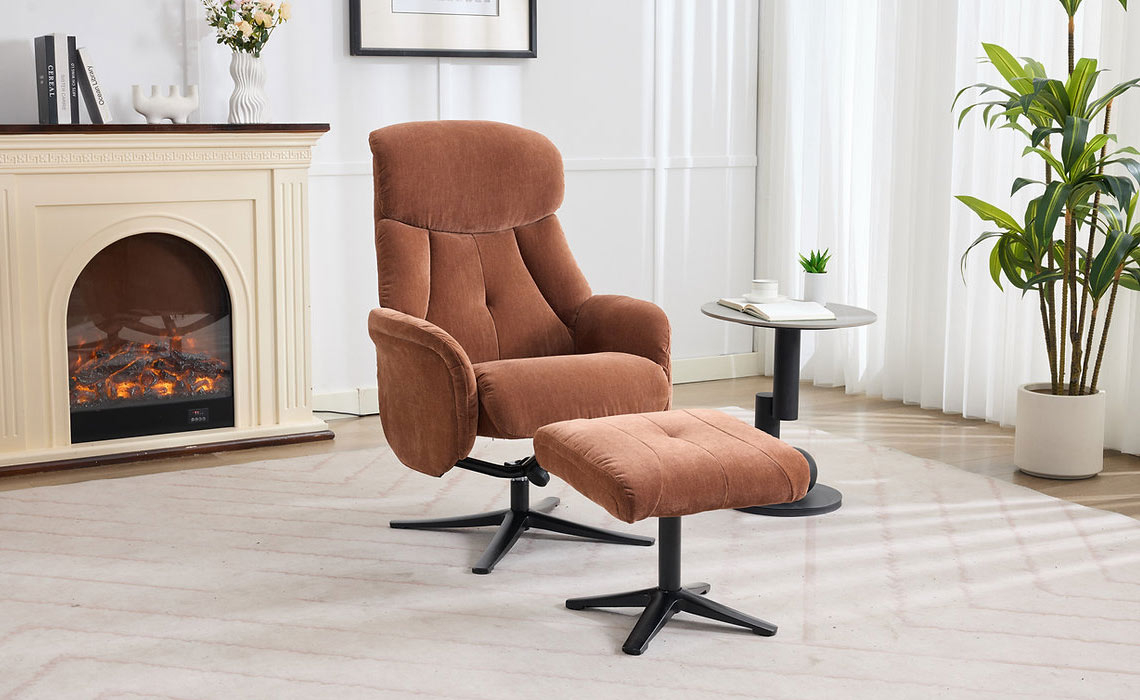 The Lucia Swivel Recliner and Footstool