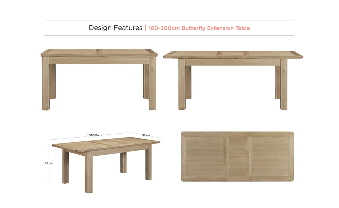 Delamere 160-200cm Butterfly Extending Dining Set (Table + 6 Chairs)