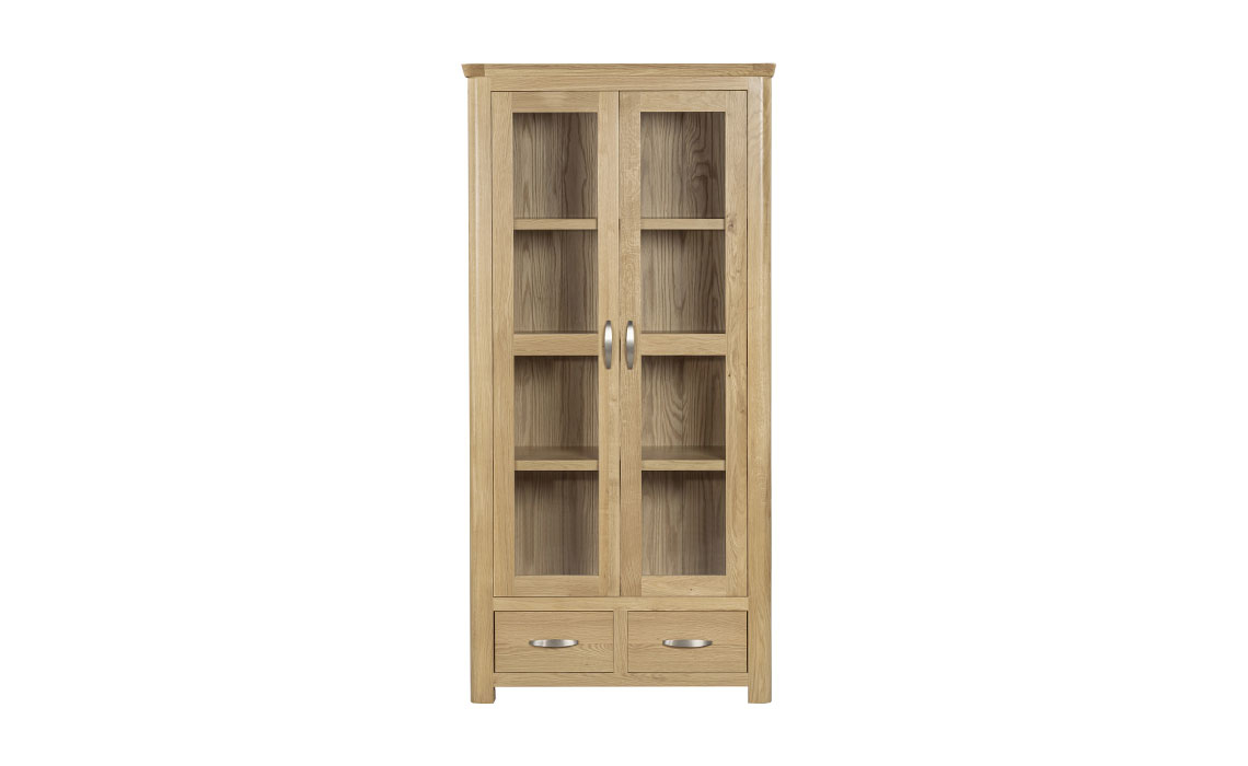 Delamere Oak 2 Door High Display Cabinet