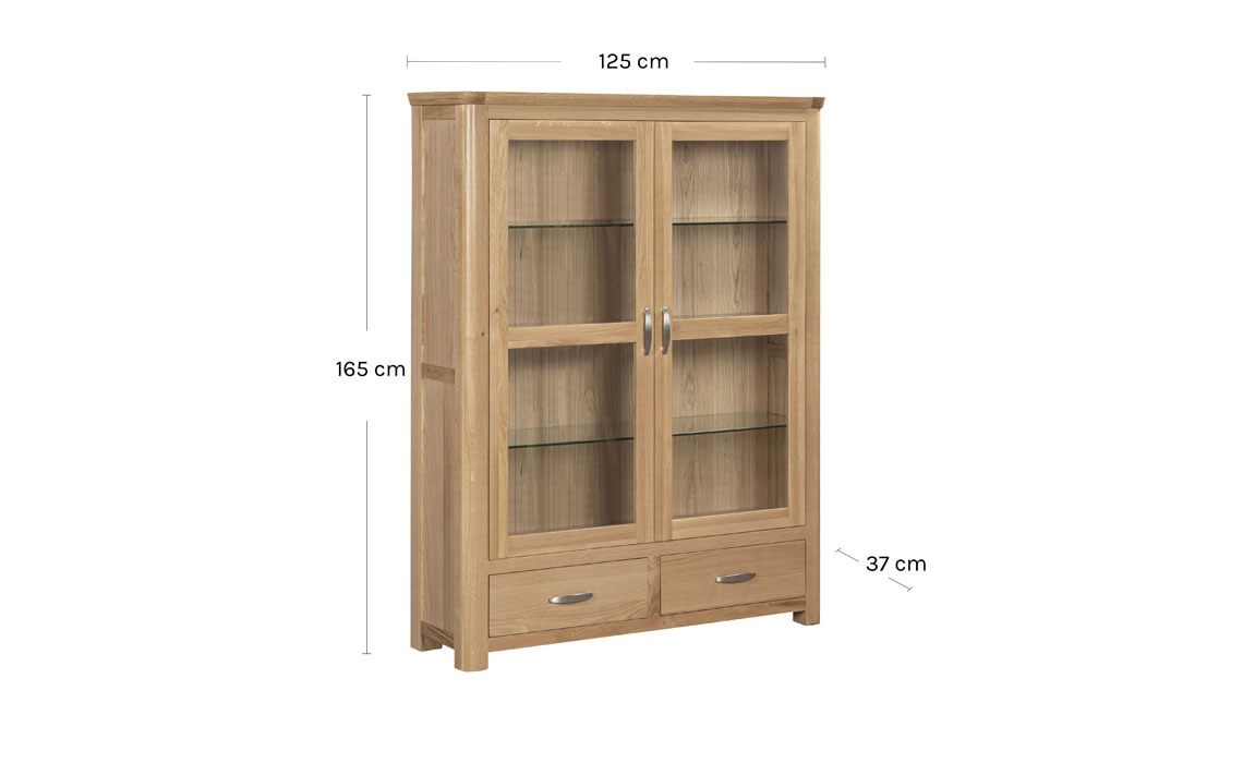 Delamere Oak 2 Door Low Display Cabinet