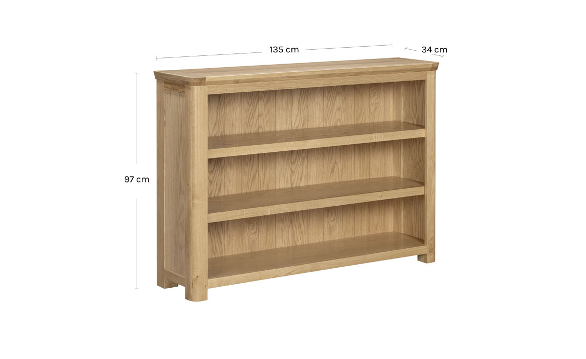 Delamere Oak Low Wide Bookcase
