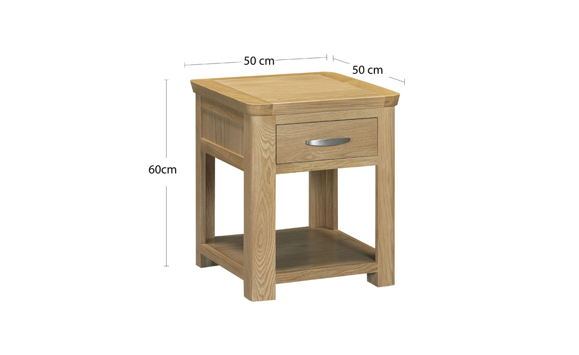 Delamere Oak End Side Table with Drawer