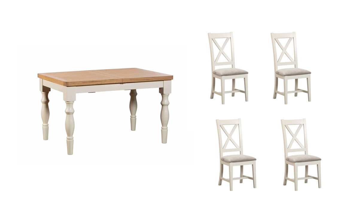 Salt House White 130 Extending Dining Table & 4 Chairs (Special Offer)  	