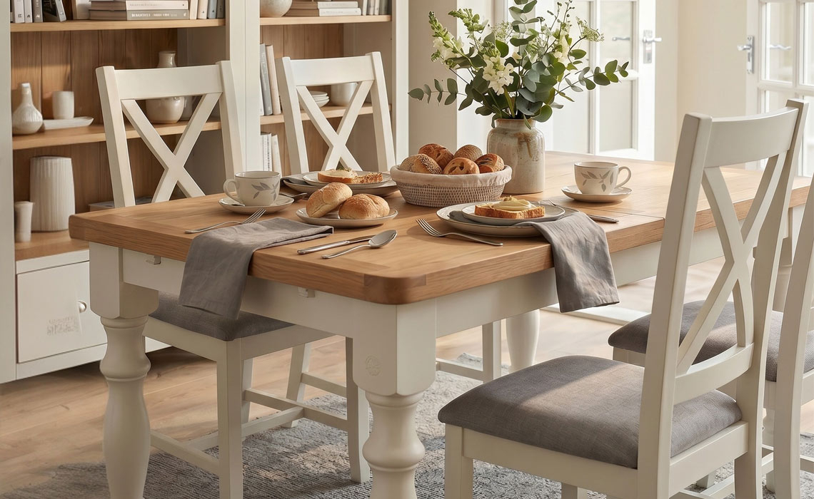 Salt House White 130 Extending Dining Table & 4 Chairs (Special Offer)  	