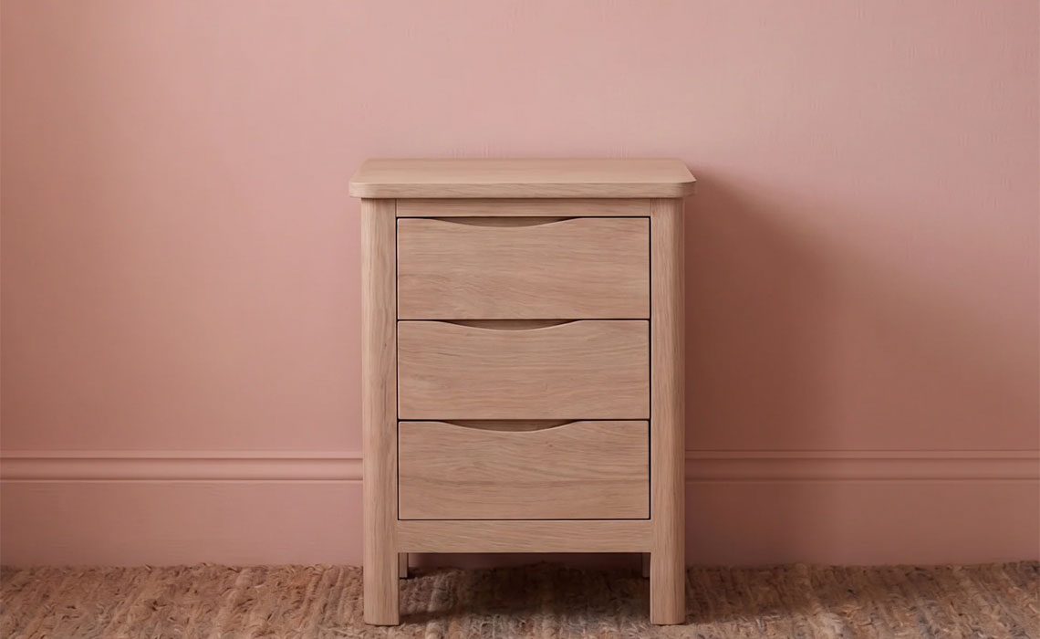 Healey Oak 3 Drawer Bedside
