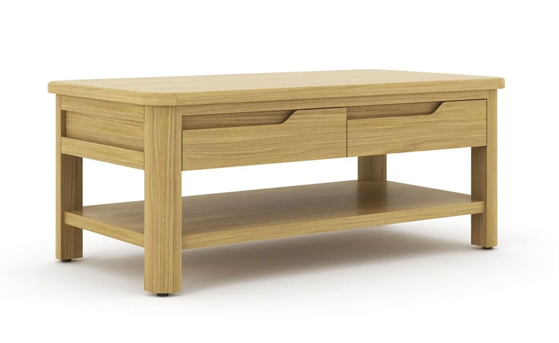 Healey Oak Coffee Table with Drawers