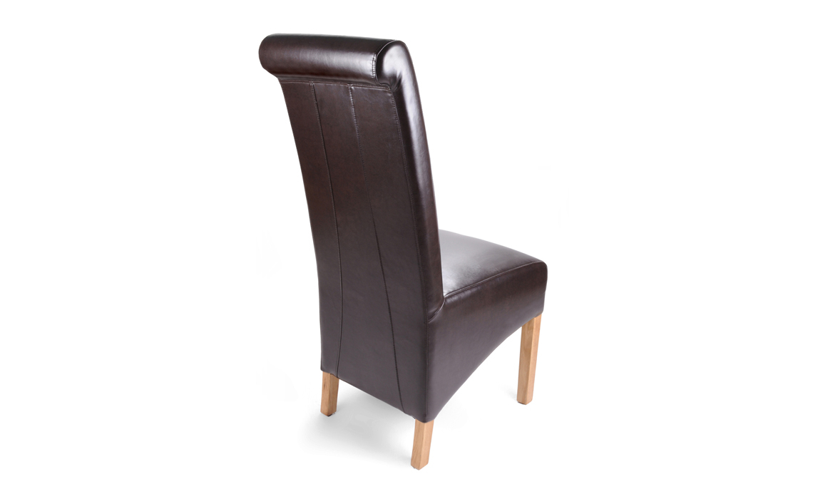 Classic Brown Rollback Leather Dining Chair