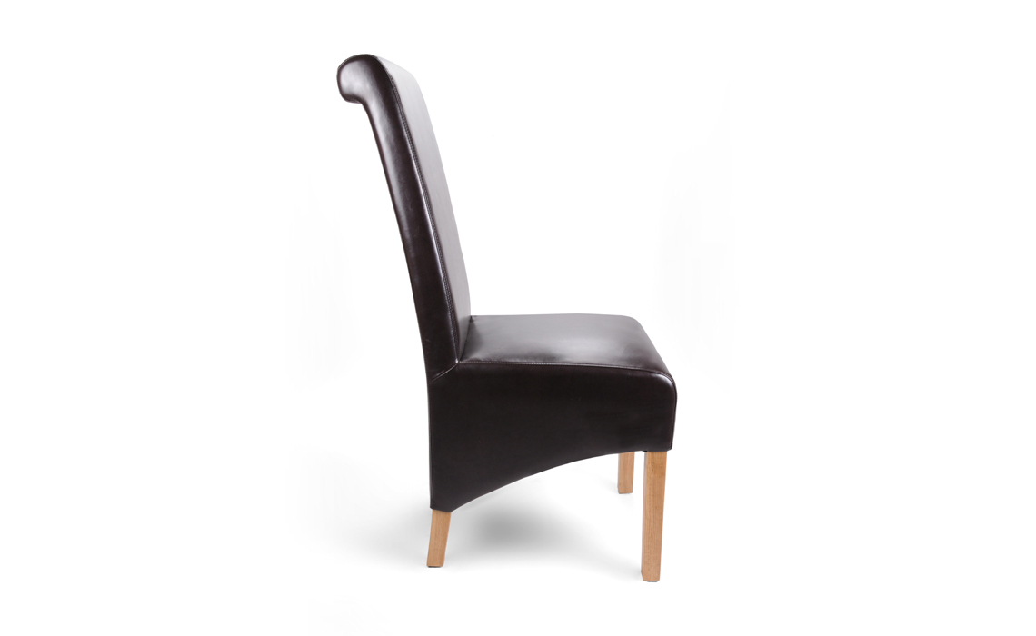 Classic Brown Rollback Leather Dining Chair