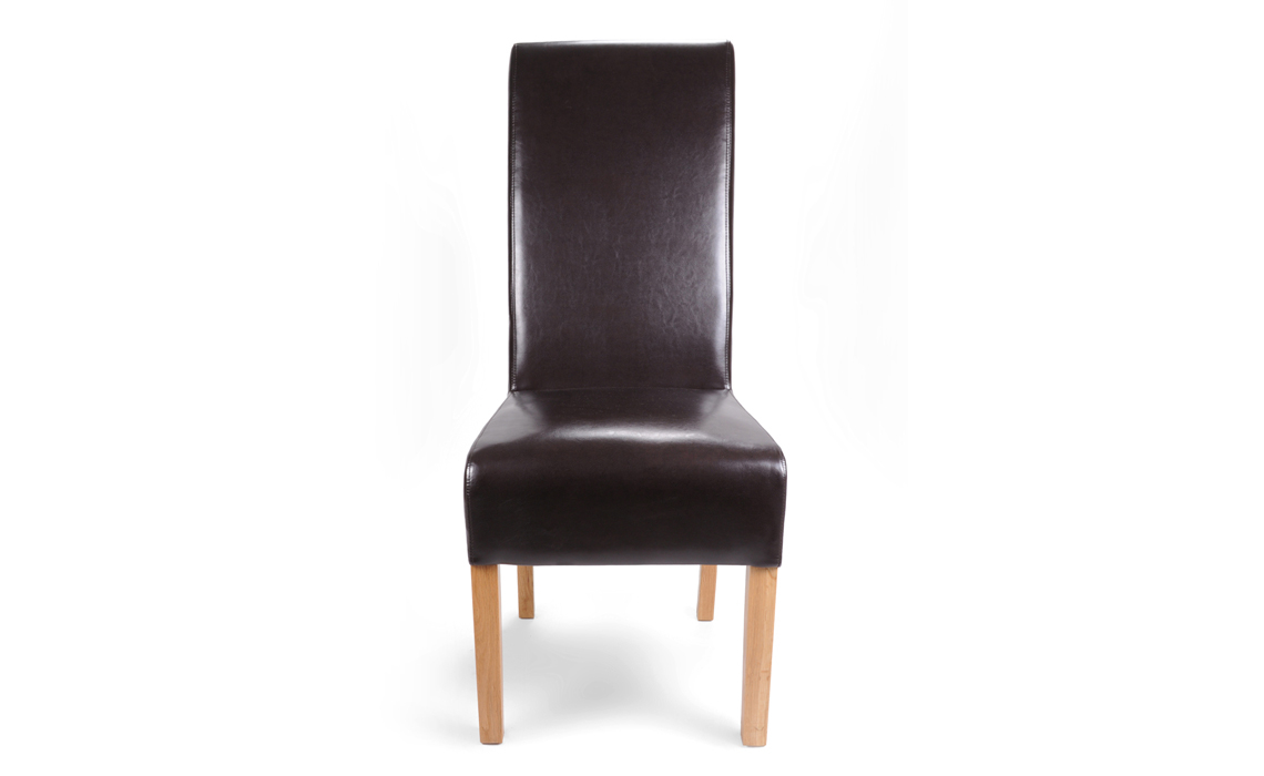 Classic Brown Rollback Leather Dining Chair