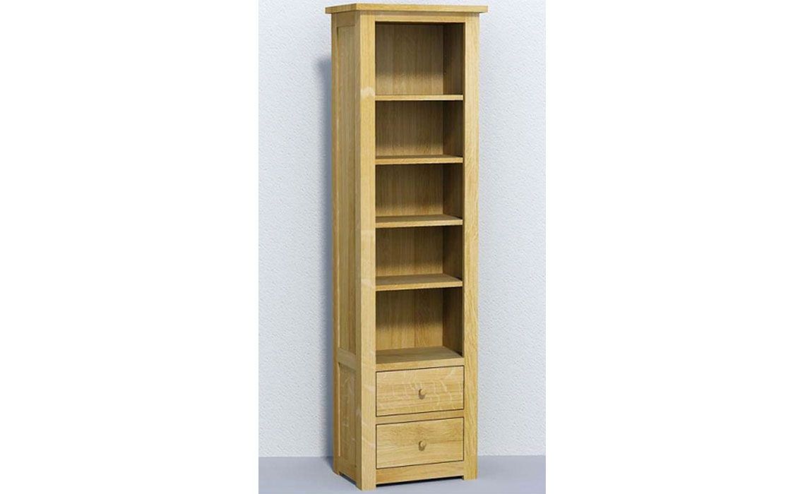 Classic Solid Oak Tall Narrow With 2 Drawers High Grade Solid