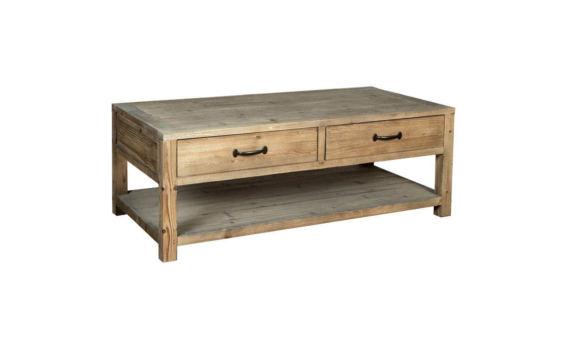 Carlton Reclaimed Pine Coffee Table With Drawers