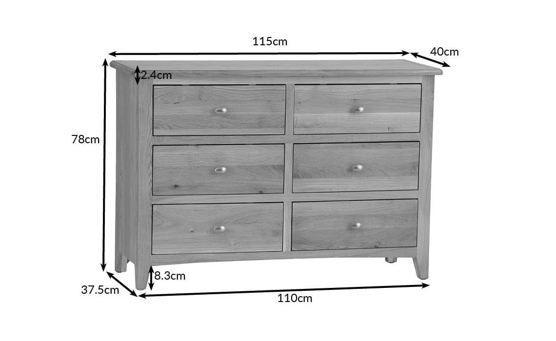 Columbus Oak 6 Drawer Chest 