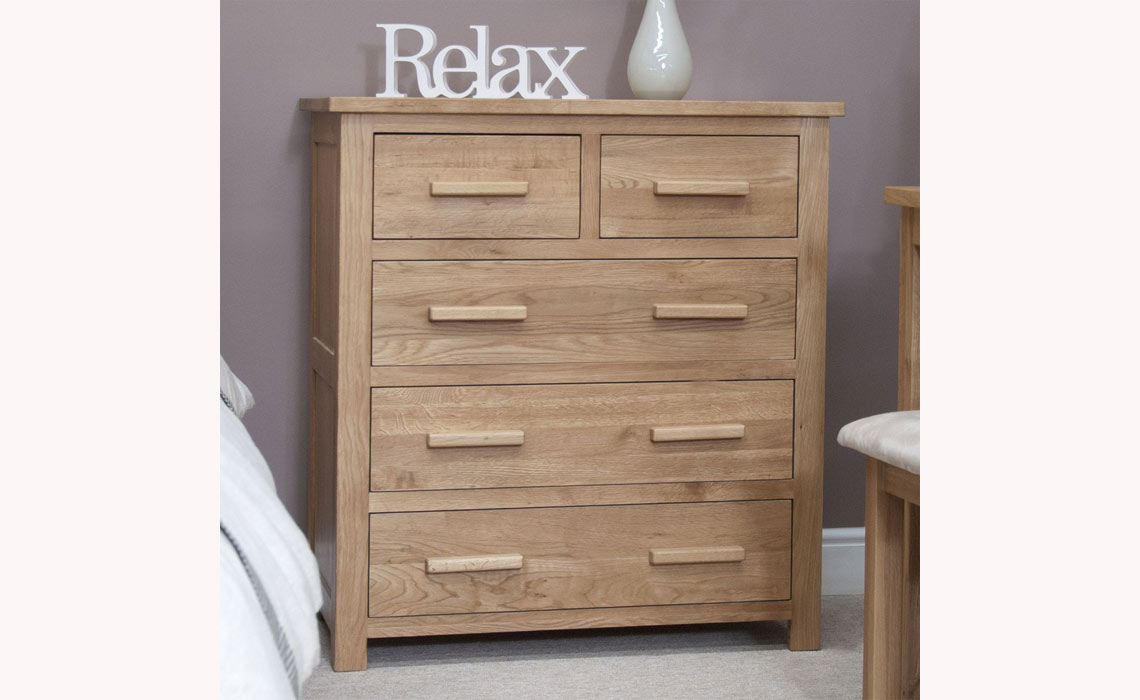 Toulouse Solid Oak 2 over 3 Chest