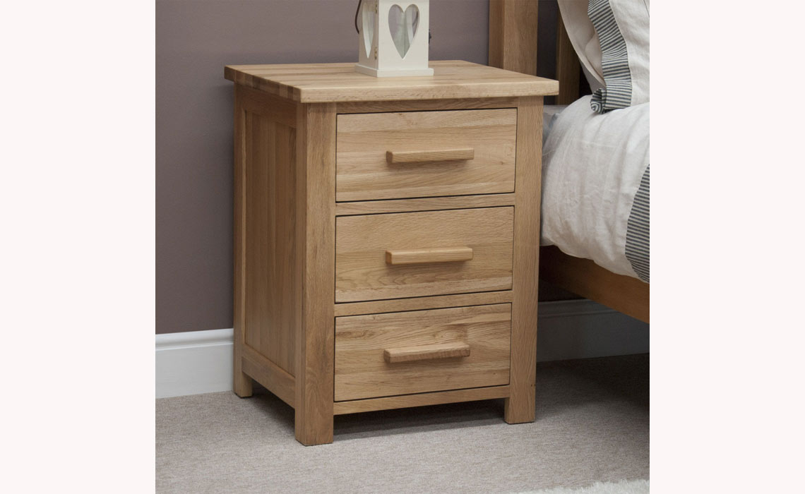 Toulouse Solid Oak 3 Drawer Bedside