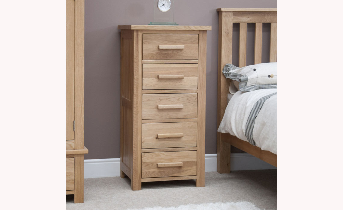 Toulouse Solid Oak 5 Drawer Wellington Chest